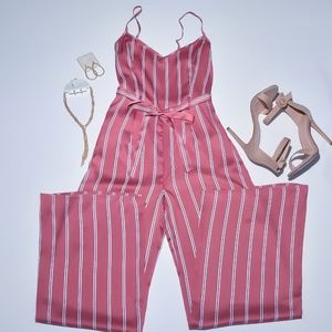 Coral Striped Cami Jumpsuit